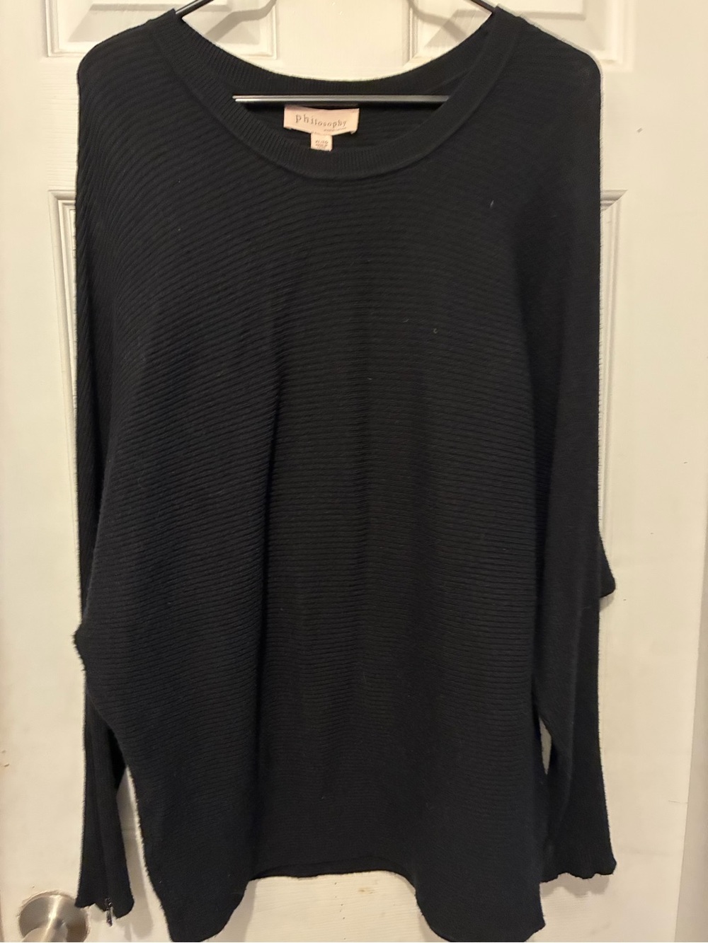 Philosophy Black Ribbed Crewneck Sweater - women’s